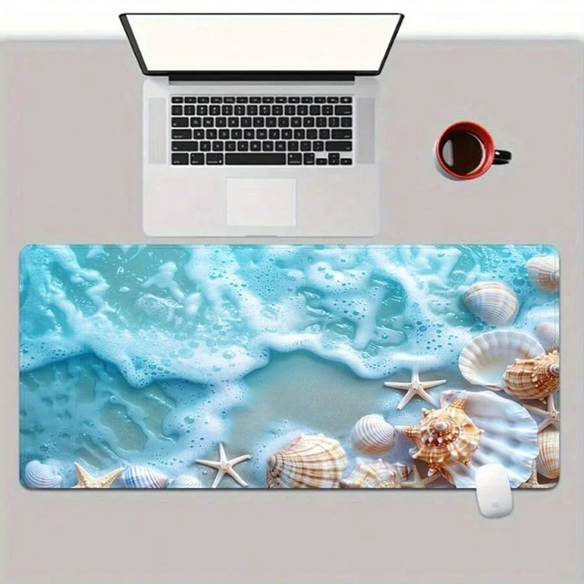 Alt view image 7 of 7 - bks Bohemian Beach Gaming Desk Mat, Starfish Seashell Design, Non-Slip Rubber Base, Durable Mouse Pad for PC Laptop Home Office BK-MS01