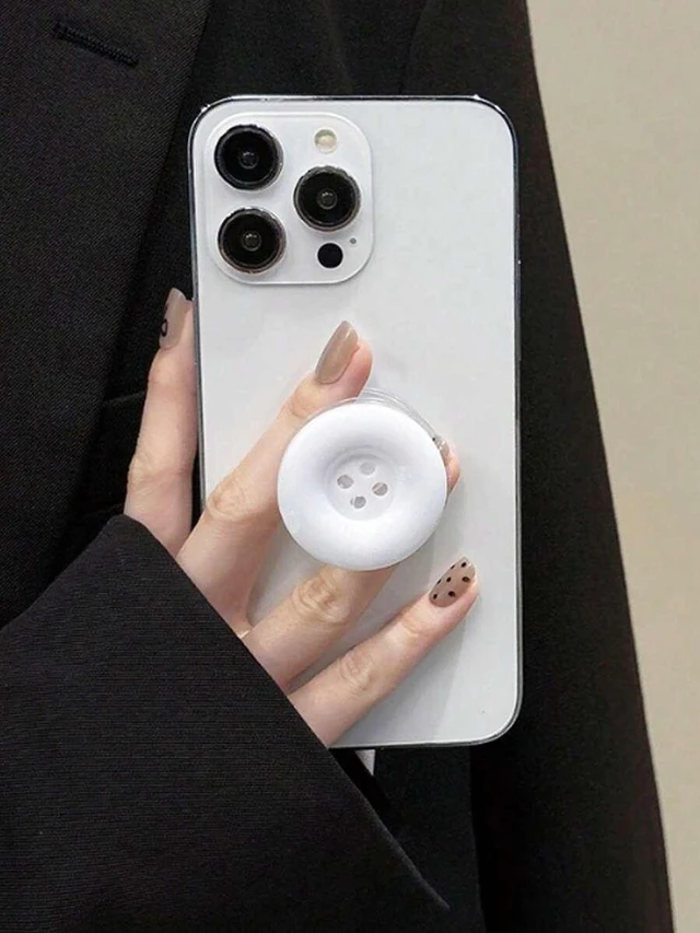 Alt view image 2 of 7 - Bks Cute Button-Style Telescopic Mobile Phone Holder - Foldable Integrated Slouchy Stand, Universal Portable Design, Back Sticky Stable Support, Compatible With IPhone Android