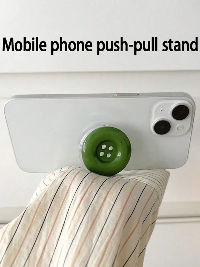 Alt view image 6 of 7 - Bks Cute Button-Style Telescopic Mobile Phone Holder - Foldable Integrated Slouchy Stand, Universal Portable Design, Back Sticky Stable Support, Compatible With IPhone Android