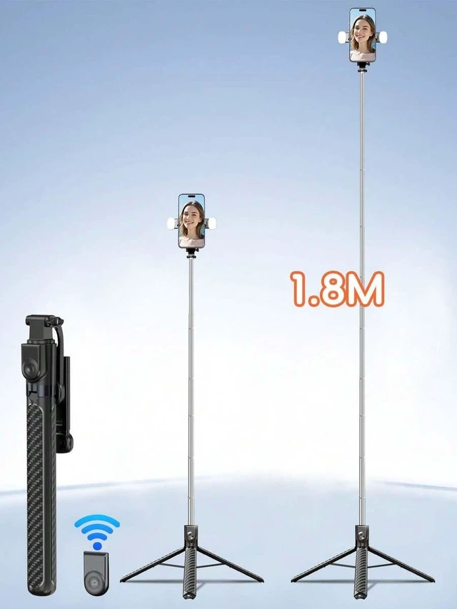 Alt view image 2 of 7 - Bks 1.8m Wireless Bluetooth Selfie Stick Tripod With LED Fill Light, Multi-Function Remote Control, 360° Rotatable Phone Holder, Professional Extendable Handheld Stand For Vlog Video Recording Party P