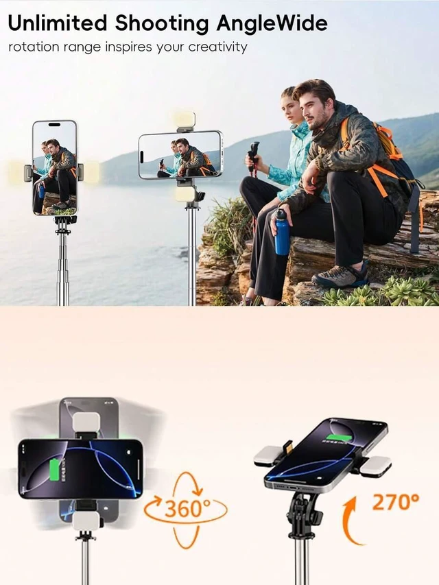 Alt view image 6 of 7 - Bks 1.8m Wireless Bluetooth Selfie Stick Tripod With LED Fill Light, Multi-Function Remote Control, 360° Rotatable Phone Holder, Professional Extendable Handheld Stand For Vlog Video Recording Party P