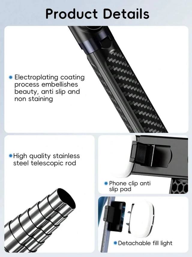 Alt view image 7 of 7 - Bks 1.8m Wireless Bluetooth Selfie Stick Tripod With LED Fill Light, Multi-Function Remote Control, 360° Rotatable Phone Holder, Professional Extendable Handheld Stand For Vlog Video Recording Party P