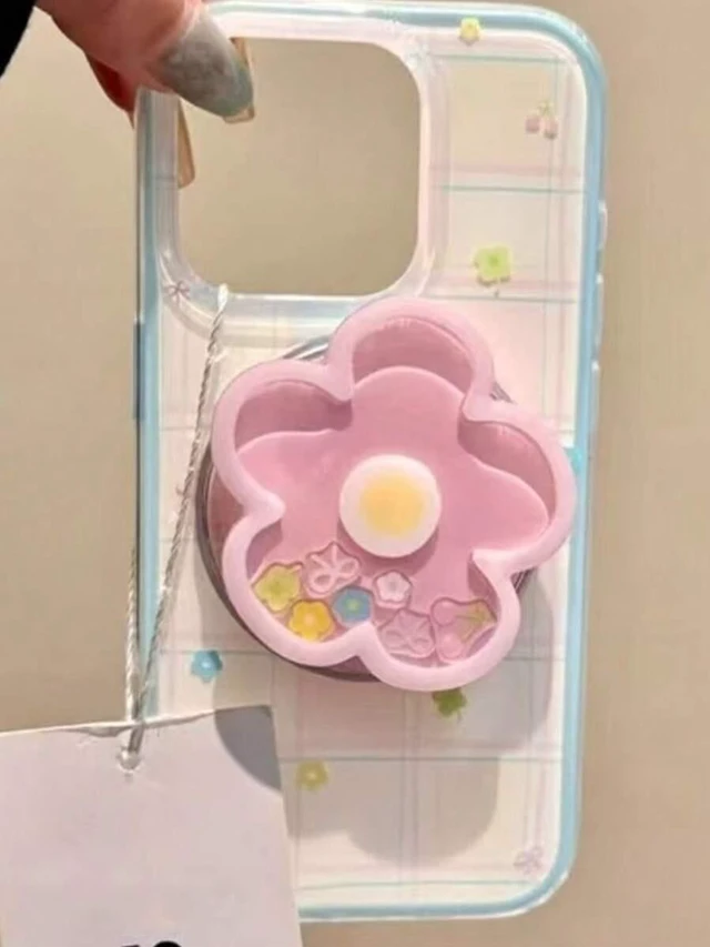 Alt view image 3 of 7 - Bks Phone Holder Desktop Stand Magnetic Swinging Flower Cat Paw Design Extendable Portable Gift for Women