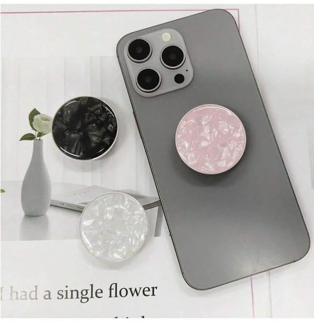Alt view image 2 of 7 - Bks Shell Shaped Phone Holder With Extendable Stand Air Cushion Finger Grip Compatible IOS Android Sliding Desktop Mount Gift