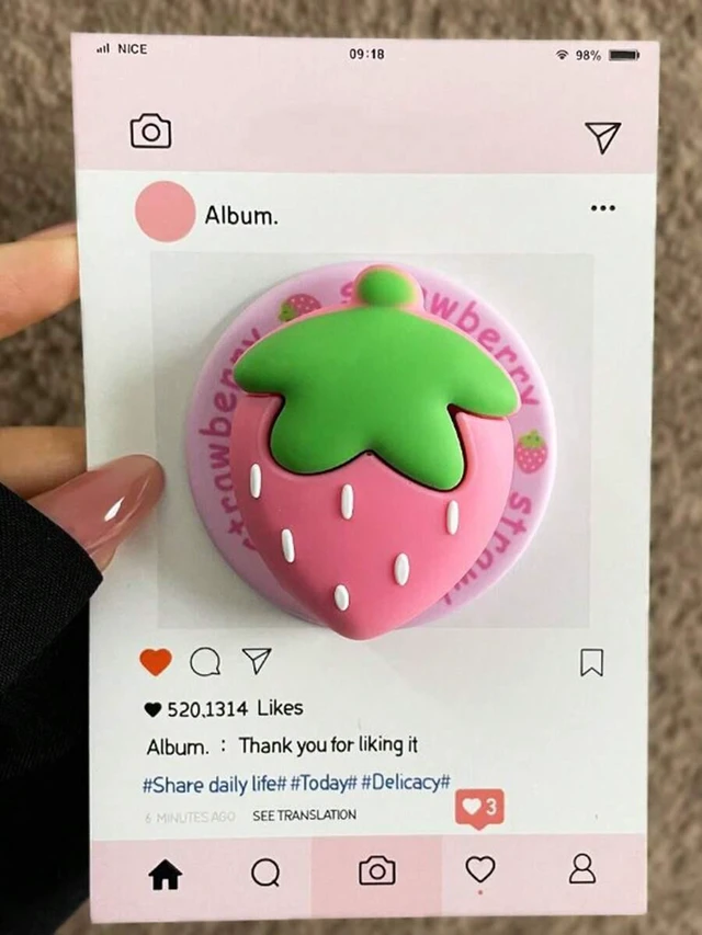 Main image of Bks 3D Food-Shaped Silicone Magnetic Phone Holder, Extendable Foldable Desk Stand, Compatible With MagSafe Phones, Cute Fruit Design
