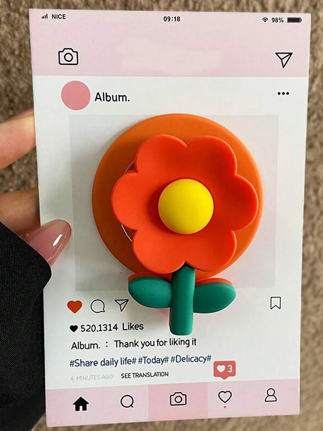 Alt view image 4 of 7 - Bks 3D Food-Shaped Silicone Magnetic Phone Holder, Extendable Foldable Desk Stand, Compatible With MagSafe Phones, Cute Fruit Design