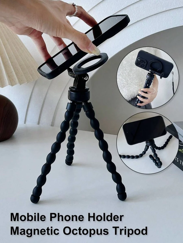 Alt view image 2 of 7 - Bks Magnetic Flexible Tripod Stand, Adjustable Phone Holder, Octopus Monopod, Universal Smartphone Mount for iPhone Android