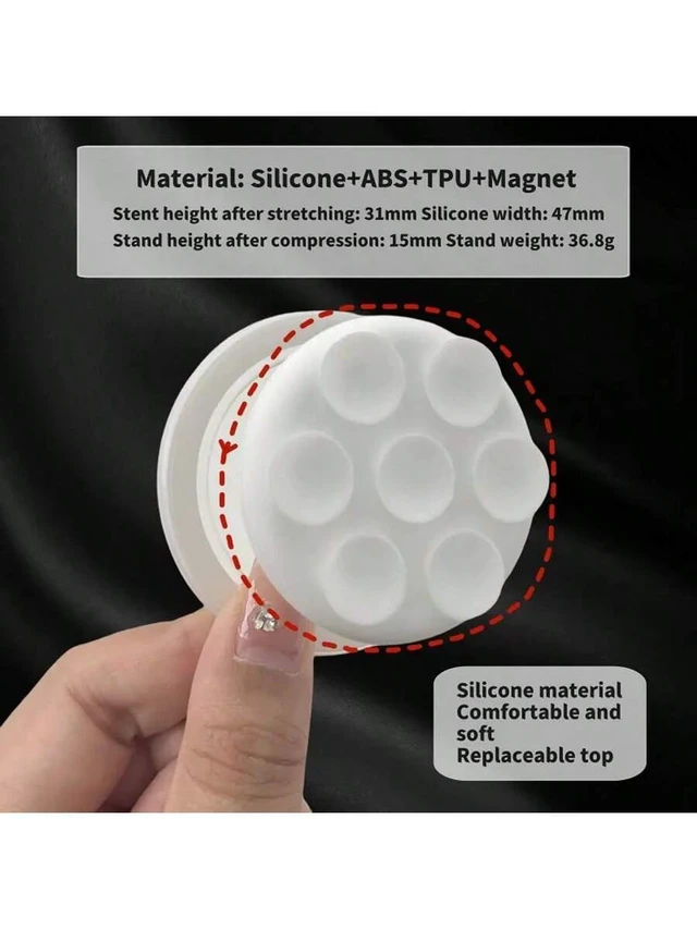 Alt view image 3 of 7 - Bks Magnetic Silicone Suction Cup Phone Holder, Extendable & Foldable, Hands-Free Shower Wall Stand for Selfie and Video, Compatible with iPhone and Android Phones
