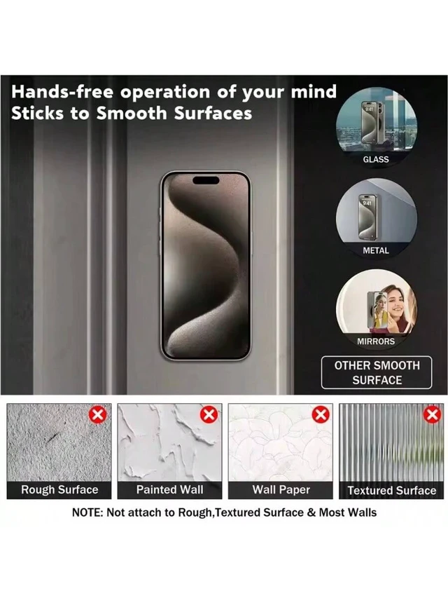 Alt view image 5 of 7 - Bks Magnetic Silicone Suction Cup Phone Holder, Extendable & Foldable, Hands-Free Shower Wall Stand for Selfie and Video, Compatible with iPhone and Android Phones