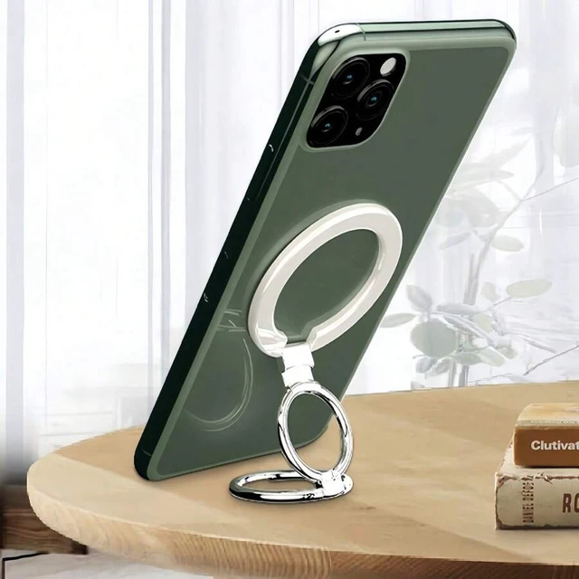 Alt view image 2 of 7 - Bks Magnetic Phone Ring Holder Stand, 360 Rotation 180 Fold Desktop Grip with Magnetic Plate