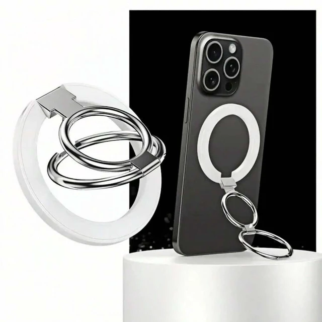 Alt view image 5 of 7 - Bks Magnetic Phone Ring Holder Stand, 360 Rotation 180 Fold Desktop Grip with Magnetic Plate