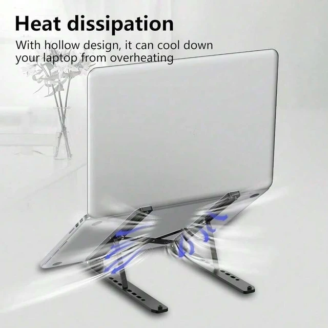Alt view image 2 of 7 - Bks Adjustable Laptop Stand For Desk, 7 Height Levels Ventilated Cooling Holder For 10-15.6 Inch Notebook Tablet Portable Foldable