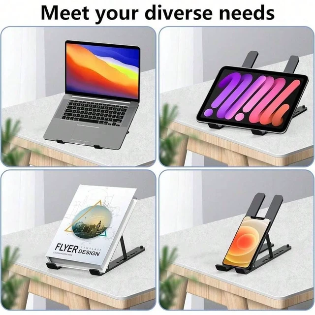 Alt view image 7 of 7 - Bks Adjustable Laptop Stand For Desk, 7 Height Levels Ventilated Cooling Holder For 10-15.6 Inch Notebook Tablet Portable Foldable