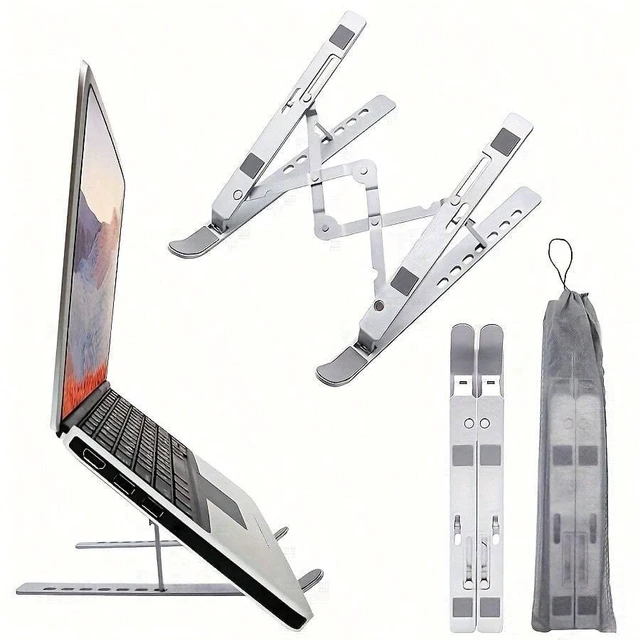 Main image of Bks Foldable Laptop Stand Height Adjustable Aluminum Desktop Holder for 10 to 15.6 Inch Laptops Phones Books Ergonomic Cooling Riser
