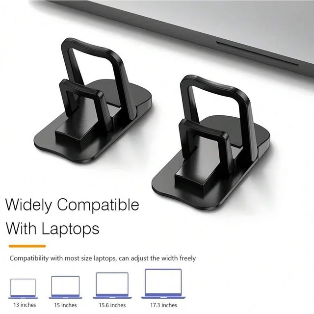 Alt view image 3 of 7 - Bks 2pcs Adjustable Laptop Stand | ABS Material, Dual-Angle Riser, Self-Adhesive Invisible Design, Portable Office Desk Keyboard Tray, Compatible With MacBook Pro Air Surface