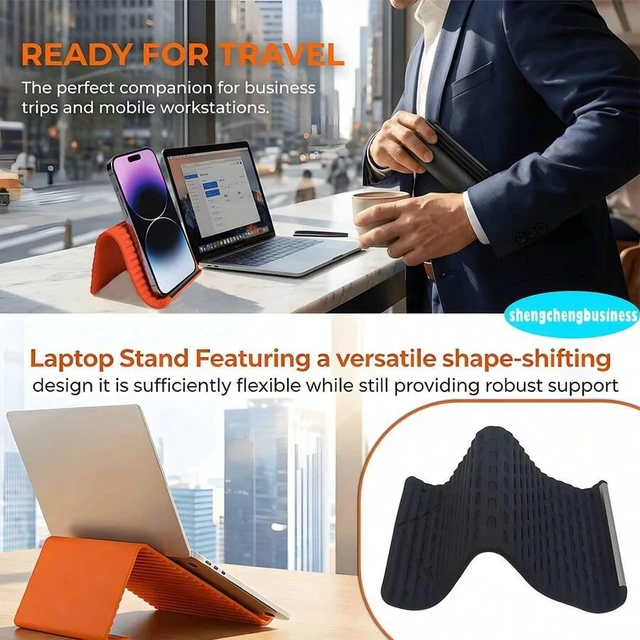 Alt view image 6 of 6 - Bks Flexible Foldable Phone Stand Silicone Desktop Tablet Laptop Holder Portable Travel Multi Functional