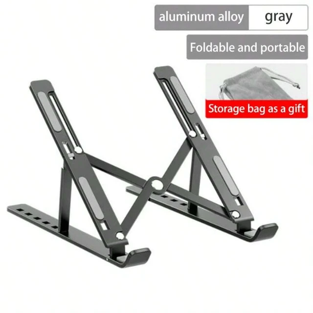 Alt view image 3 of 7 - Bks Adjustable Aluminum Alloy Laptop Stand, Portable Foldable Support, Stable Anti-Slip Cooling Design, Ergonomic Height Neck-Protecting, Lightweight Essential For Office Study Business Trip