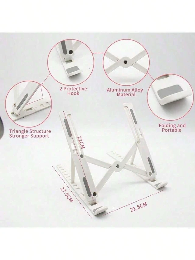 Alt view image 5 of 7 - Bks Adjustable Aluminum Alloy Laptop Stand, Portable Foldable Support, Stable Anti-Slip Cooling Design, Ergonomic Height Neck-Protecting, Lightweight Essential For Office Study Business Trip