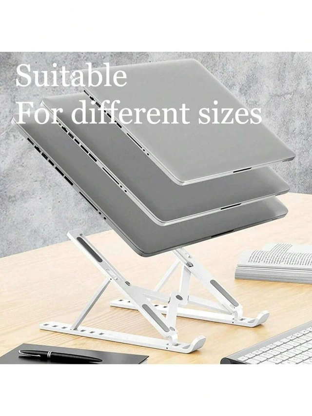 Alt view image 2 of 7 - Bks Adjustable Aluminum Alloy Laptop Stand, Portable Foldable Support, Stable Anti-Slip Cooling Design, Ergonomic Height Neck-Protecting, Lightweight Essential For Office Study Business Trip