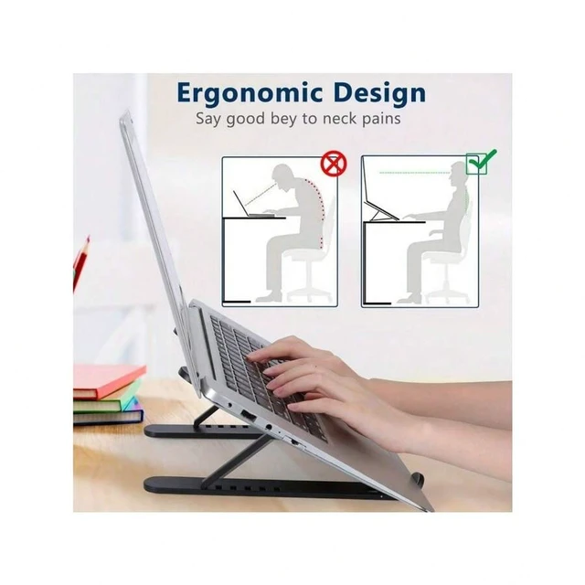 Alt view image 3 of 7 - Bks 7-Level Adjustable Foldable Laptop Stand, Portable Laptop Cooling Pad