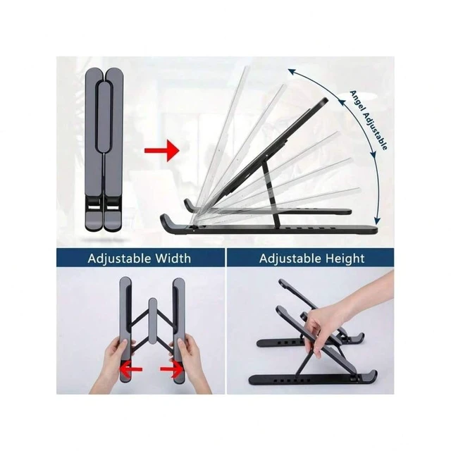 Alt view image 5 of 7 - Bks 7-Level Adjustable Foldable Laptop Stand, Portable Laptop Cooling Pad