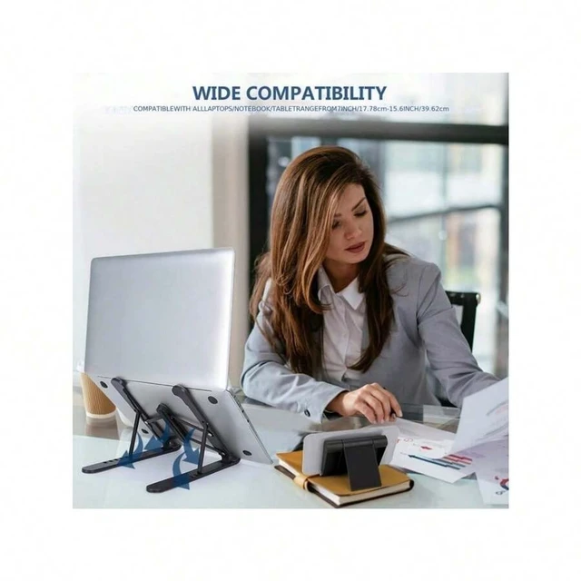 Alt view image 6 of 7 - Bks 7-Level Adjustable Foldable Laptop Stand, Portable Laptop Cooling Pad