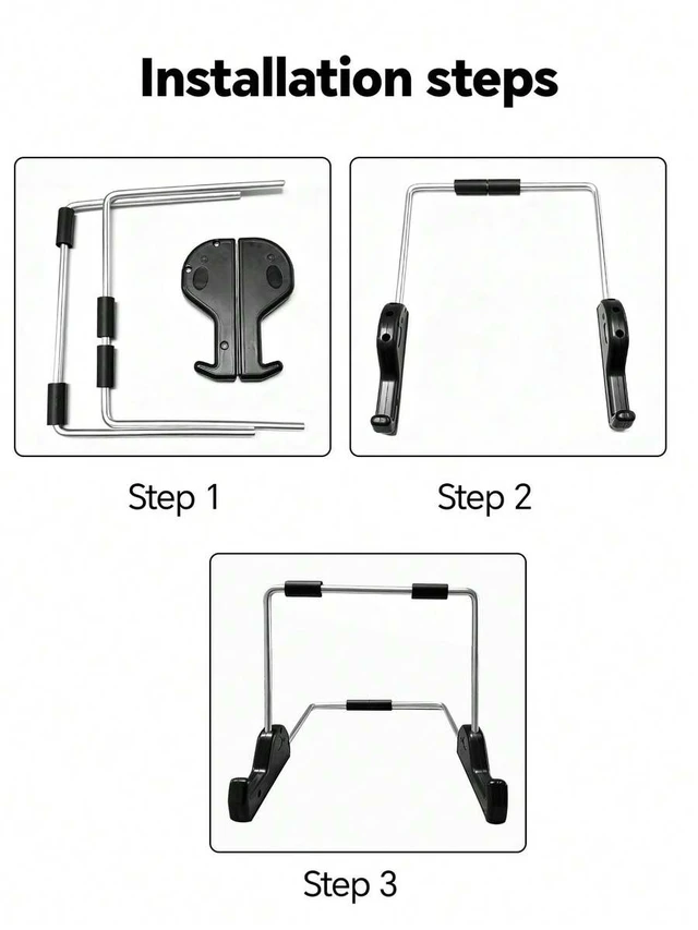 Alt view image 6 of 7 - Bks Adjustable Foldable Tablet And Mini Laptop Stand - Portable Ergonomic Stand, Portable Keyboard Height Riser, With Adhesive Pad, Aluminum Frame, Multi-Angle Viewing, Black Base And Metal Wire Frame