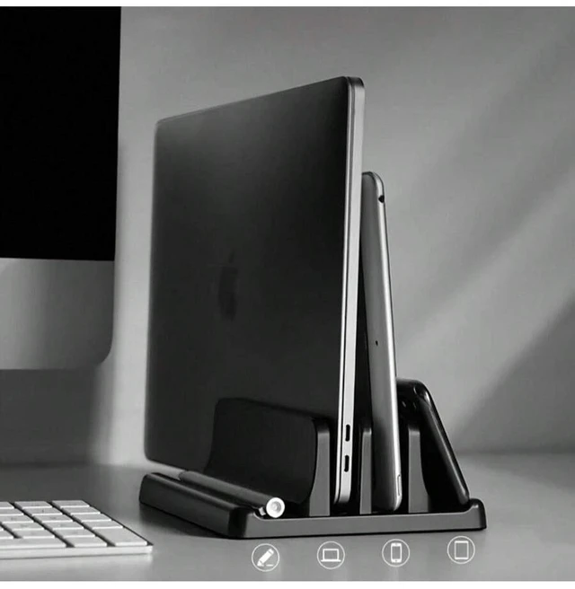 Main image of Bks Adjustable Ergonomic Laptop Stand - ABS Material Height Adjustable Desktop Notebook Holder for MacBook iPad Tablet Vertical Storage Rack Black
