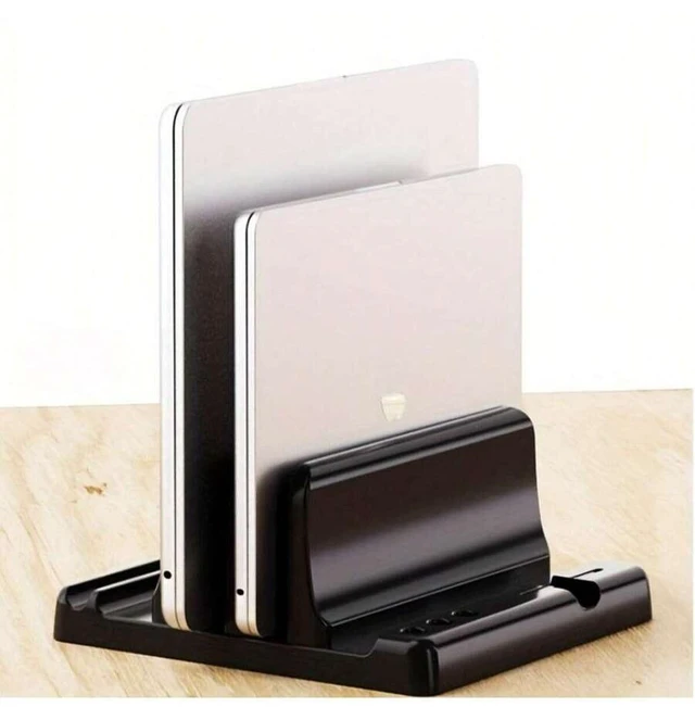 Alt view image 5 of 7 - Bks Adjustable Ergonomic Laptop Stand - ABS Material Height Adjustable Desktop Notebook Holder for MacBook iPad Tablet Vertical Storage Rack Black