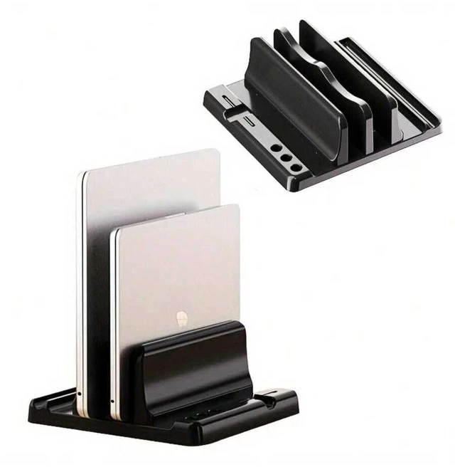 Alt view image 6 of 7 - Bks Adjustable Ergonomic Laptop Stand - ABS Material Height Adjustable Desktop Notebook Holder for MacBook iPad Tablet Vertical Storage Rack Black