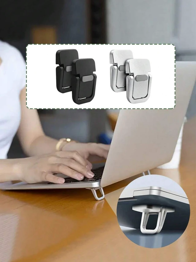 Alt view image 2 of 7 - Bks Laptop Stand Invisible Adhesive Bracket Foldable Storage Portable Elevated Keyboard Pad Support
