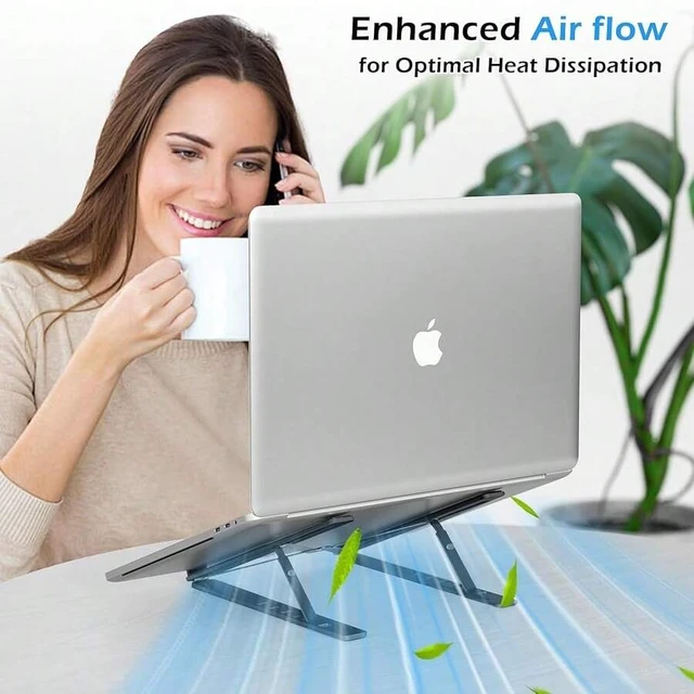 Alt view image 3 of 6 - Bks Aluminum Laptop Stand Adjustable Foldable Portable Riser Ergonomic Holder Ventilated Cooling For 10 13 14 15 15.6 17 Inch Laptops Tablets