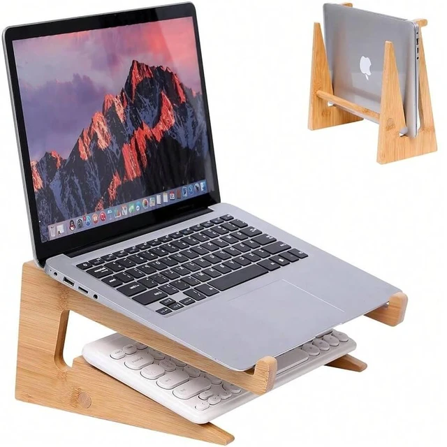Main image of Bks Vertical Bamboo Laptop Stand for 13-18.6 Inch Notebooks Ergonomic Desk Holder with Heat Dissipation
