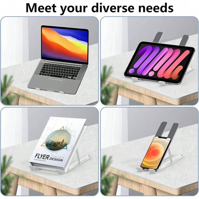 Alt view image 7 of 7 - Bks Adjustable Laptop Stand For Desk, Ventilated Cooling Riser ABS+Silicone Foldable Portable Notebook Holder Mount Computer for 10-15.6 Inch Laptops Tablets