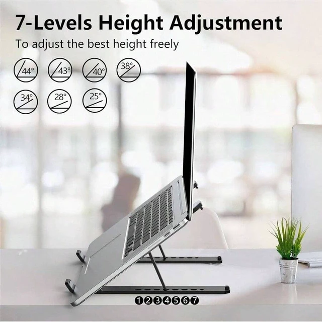 Alt view image 3 of 7 - Bks Adjustable Laptop Stand Desk Portable Notebook Riser Ventilated Cooling Holder for 10 to 15.6 Inch Laptops and Tablets - Black