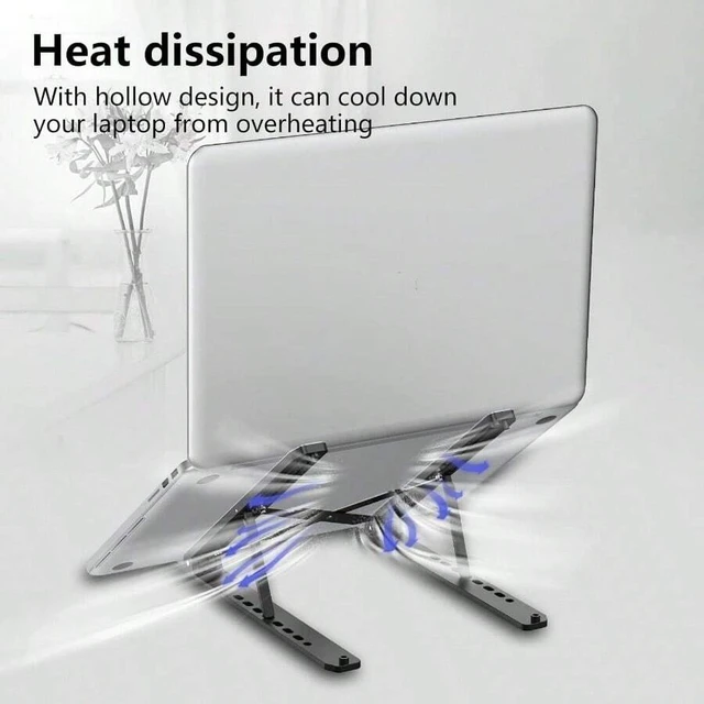 Alt view image 7 of 7 - Bks Adjustable Laptop Stand Desk Portable Notebook Riser Ventilated Cooling Holder for 10 to 15.6 Inch Laptops and Tablets - Black