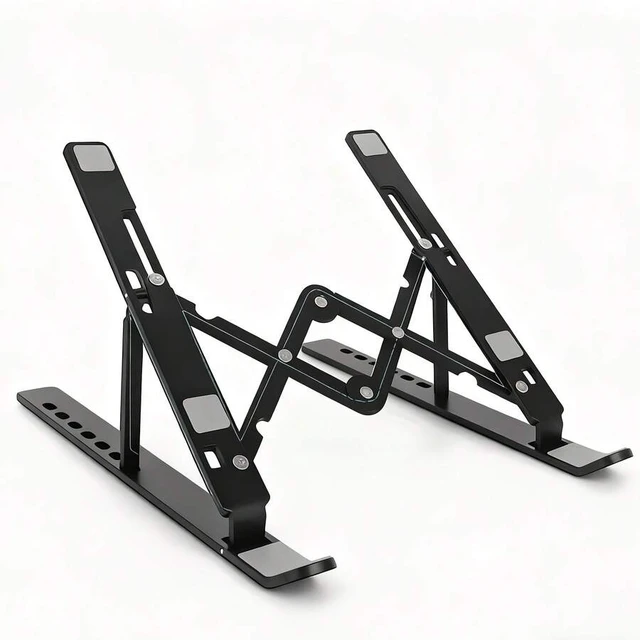 Alt view image 3 of 7 - Bks Foldable Laptop Stand Adjustable Height Aluminum Desktop Holder for 10-15.6 Inch Laptops Phones Books Ergonomic Cooling Riser