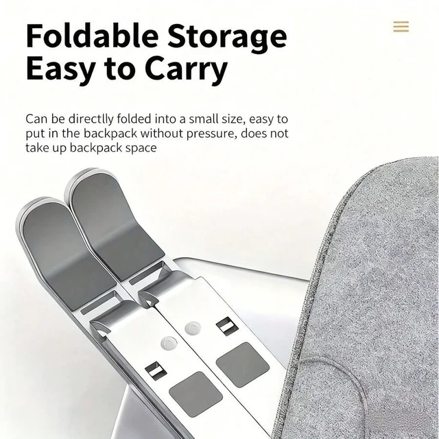 Alt view image 5 of 7 - Bks Foldable Laptop Stand Adjustable Height Aluminum Desktop Holder for 10-15.6 Inch Laptops Phones Books Ergonomic Cooling Riser