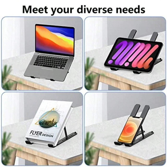 Alt view image 7 of 7 - Bks Adjustable Laptop Stand For 10-15.6 Inch Notebook Riser ABS Silicone Foldable Portable Ventilated Cooling Holder Mount