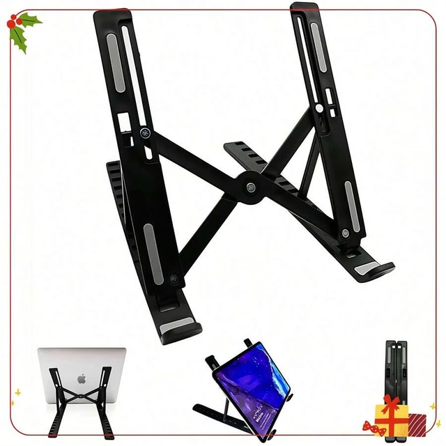 Alt view image 2 of 7 - Bks 10-Level Adjustable Laptop Stand Height Riser Foldable Computer Holder Desk Ergonomic Portable Notebook Riser for 10-17 Inch