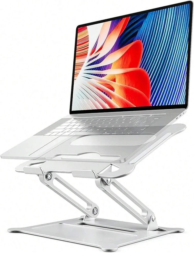 Alt view image 2 of 7 - Bks Adjustable Laptop Stand For Desk, Metal Foldable Riser Holder Portable Notebook Mount Ventilated Cooling Compatible With 10-15.6 Inch Laptops