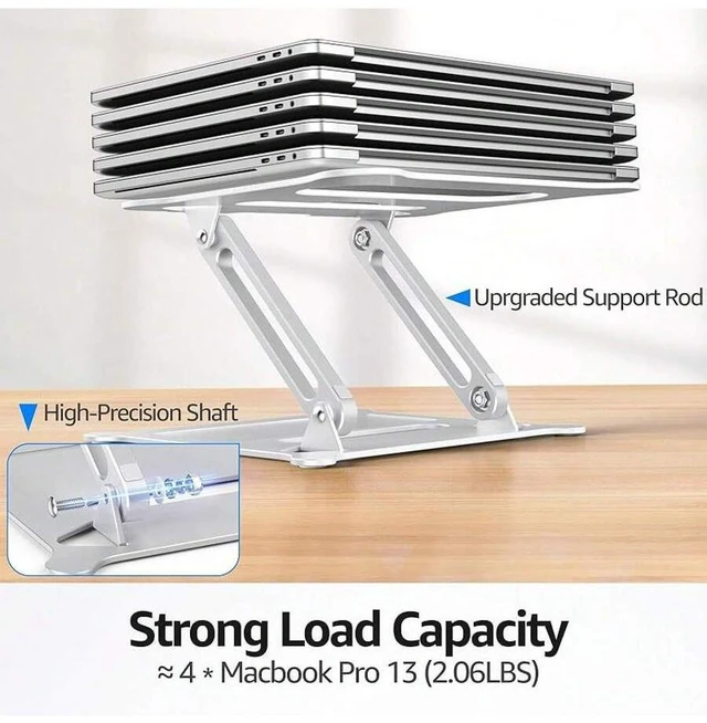 Alt view image 3 of 7 - Bks Adjustable Laptop Stand For Desk, Metal Foldable Riser Holder Portable Notebook Mount Ventilated Cooling Compatible With 10-15.6 Inch Laptops