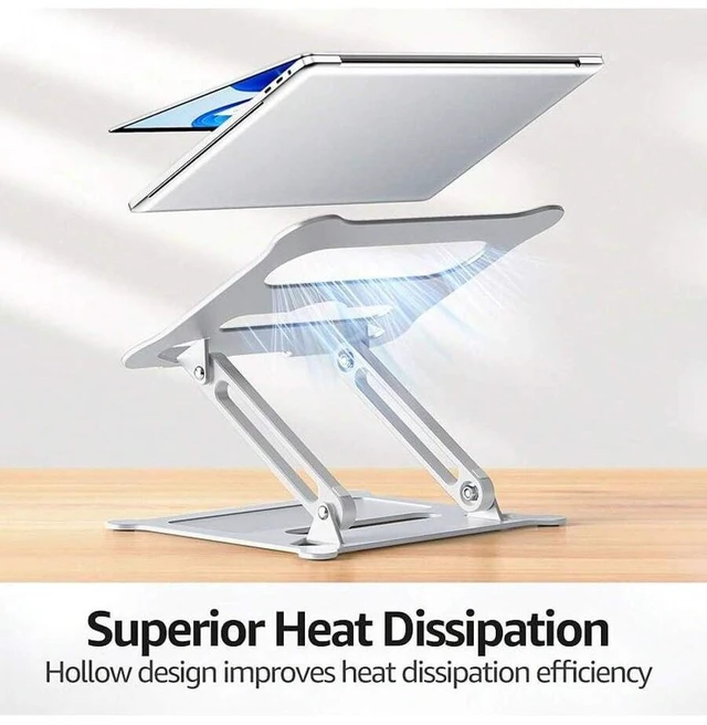 Alt view image 6 of 7 - Bks Adjustable Laptop Stand For Desk, Metal Foldable Riser Holder Portable Notebook Mount Ventilated Cooling Compatible With 10-15.6 Inch Laptops