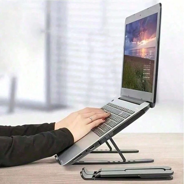 Alt view image 4 of 7 - Bks 10-Level Adjustable Laptop Stand Ergonomic Portable Computer Holder Desk Riser Foldable