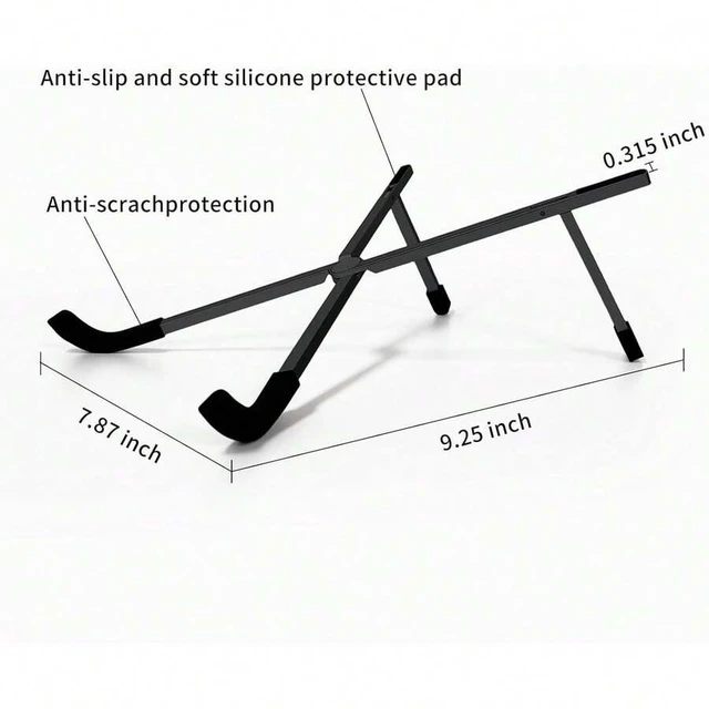 Alt view image 4 of 7 - Bks Foldable Aluminum Laptop Stand Ventilated Riser Holder for 10-15.6 Inch Notebook Tablet Desk Mount Ergonomic Cooling