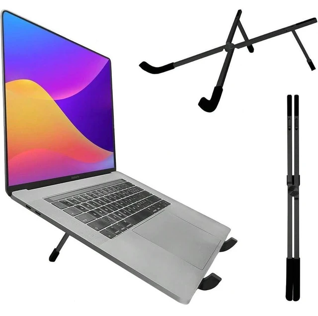 Alt view image 3 of 7 - Bks Foldable Aluminum Laptop Stand Ventilated Riser Holder for 10-15.6 Inch Notebook Tablet Desk Mount Ergonomic Cooling