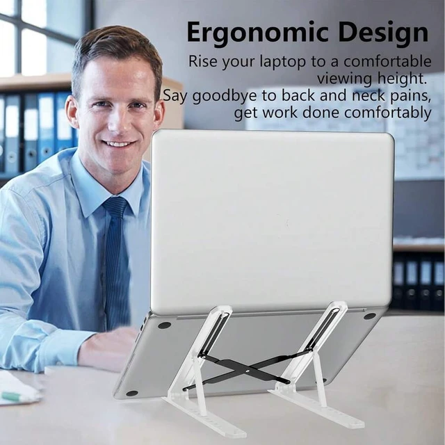 Alt view image 3 of 7 - Bks Adjustable Laptop Stand For Desk, Foldable Portable Notebook Holder Ventilated Cooling Mount Computer for 10-15.6 Inch Laptops Tablets