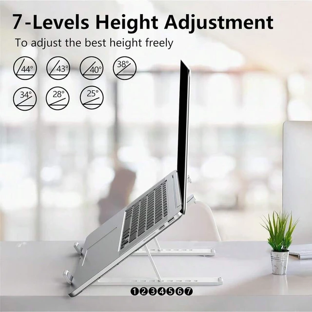 Alt view image 4 of 7 - Bks Adjustable Laptop Stand For Desk, Foldable Portable Notebook Holder Ventilated Cooling Mount Computer for 10-15.6 Inch Laptops Tablets