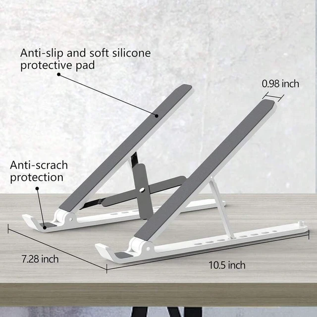 Alt view image 6 of 7 - Bks Adjustable Laptop Stand For Desk, Foldable Portable Notebook Holder Ventilated Cooling Mount Computer for 10-15.6 Inch Laptops Tablets