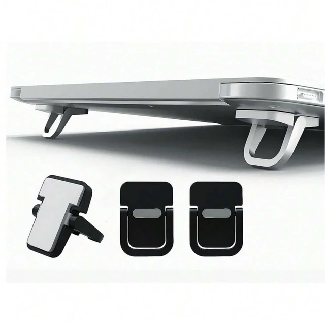 Alt view image 4 of 7 - Bks 2pcs Adjustable Laptop Stand | ABS Material, Multifunctional Phone Holder, Portable, No Installation, Self-Adhesive Invisible Lift Base, Dual-Angle Adjustment Design, Portable Office Desk Keyboard